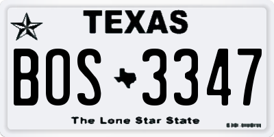 TX license plate BOS3347