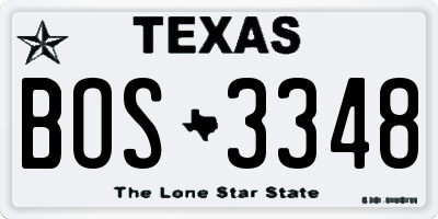 TX license plate BOS3348