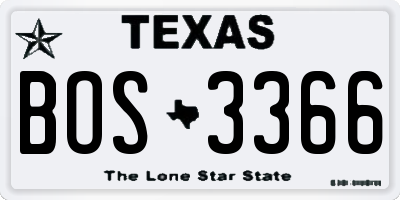 TX license plate BOS3366