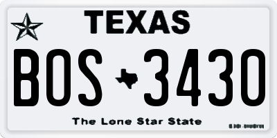 TX license plate BOS3430