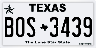 TX license plate BOS3439