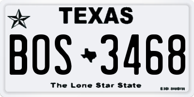 TX license plate BOS3468