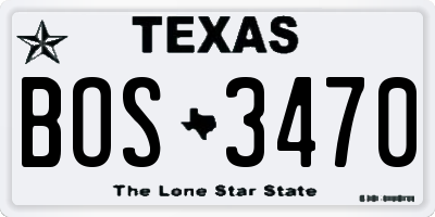 TX license plate BOS3470