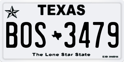 TX license plate BOS3479