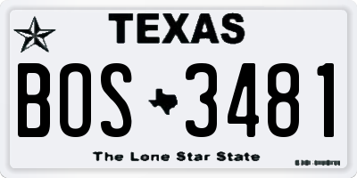 TX license plate BOS3481