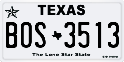 TX license plate BOS3513