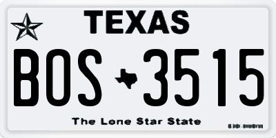 TX license plate BOS3515