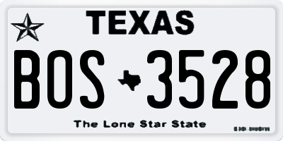 TX license plate BOS3528