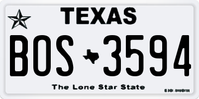 TX license plate BOS3594