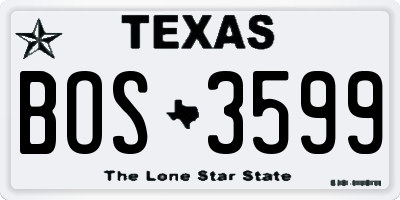 TX license plate BOS3599