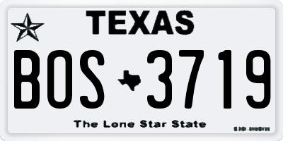 TX license plate BOS3719
