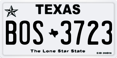 TX license plate BOS3723