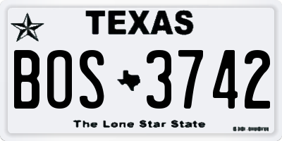 TX license plate BOS3742