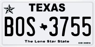 TX license plate BOS3755