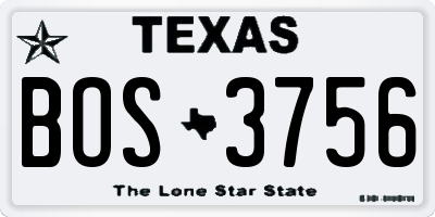 TX license plate BOS3756