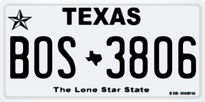 TX license plate BOS3806