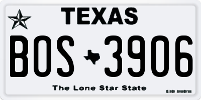 TX license plate BOS3906