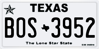 TX license plate BOS3952
