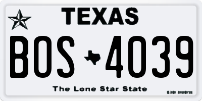 TX license plate BOS4039