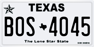 TX license plate BOS4045