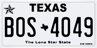 TX license plate BOS4049