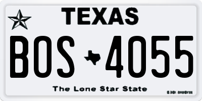 TX license plate BOS4055