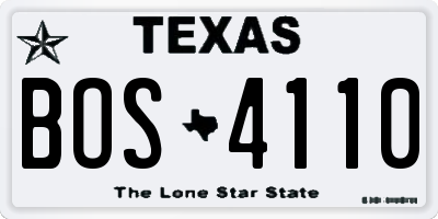 TX license plate BOS4110