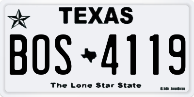 TX license plate BOS4119