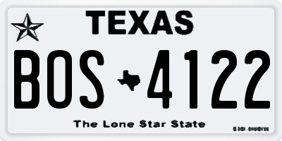 TX license plate BOS4122
