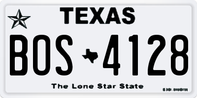 TX license plate BOS4128