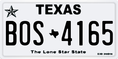 TX license plate BOS4165