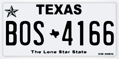 TX license plate BOS4166