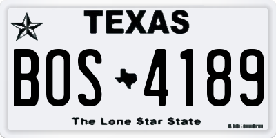 TX license plate BOS4189