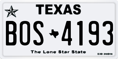TX license plate BOS4193