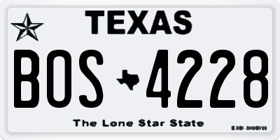 TX license plate BOS4228