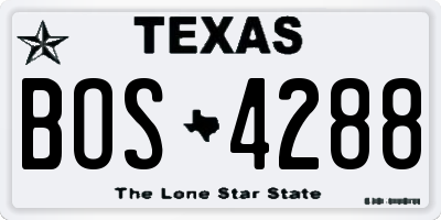 TX license plate BOS4288