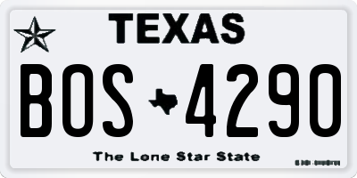 TX license plate BOS4290