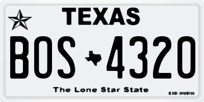 TX license plate BOS4320
