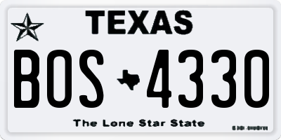 TX license plate BOS4330