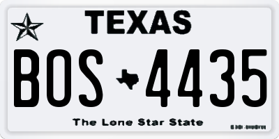 TX license plate BOS4435