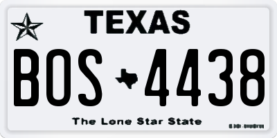 TX license plate BOS4438