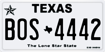 TX license plate BOS4442