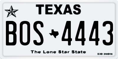 TX license plate BOS4443