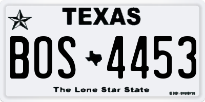TX license plate BOS4453