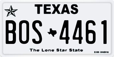 TX license plate BOS4461