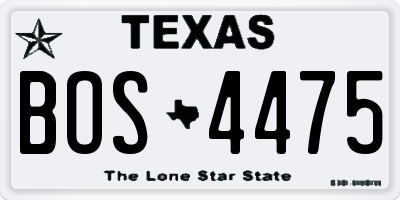 TX license plate BOS4475
