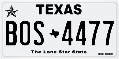 TX license plate BOS4477
