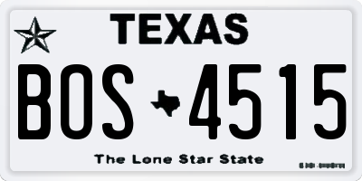 TX license plate BOS4515