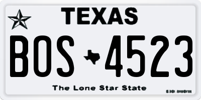 TX license plate BOS4523