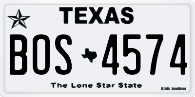 TX license plate BOS4574